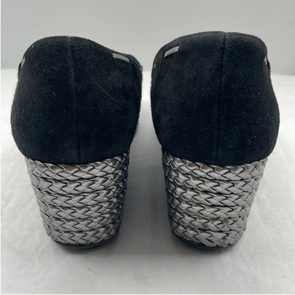 NEW! Lauren Ralph Lauren Cambree Suede Metallic Black Wedges. 9.5B.